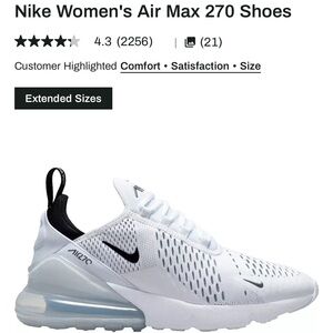Nike Women's Air Max 270 White and Black Sneakers